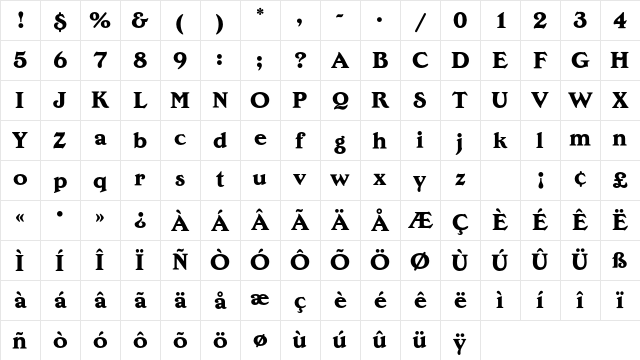 EdwardianEF ExtraBold Character Map