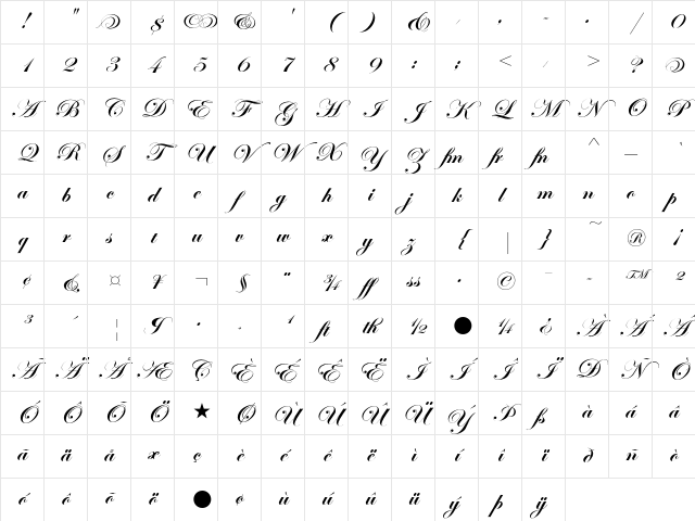 Edwardian Script ITC Bold Alternate Character Map Edwardian Script ITC Bold Alternate Character Map