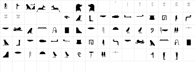 Egyptian Hieroglyphs Silhouette Regular Character Map