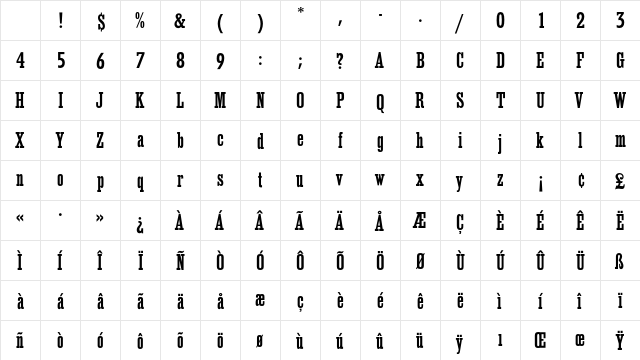 EgyptienneEF MediumCond Character Map EgyptienneEF MediumCond Character Map