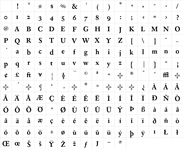 EldoradoText Bold Character Map EldoradoText Bold Character Map