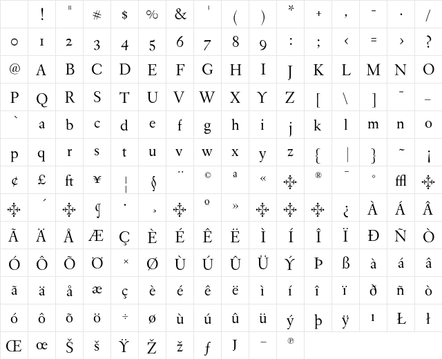 EldoradoText Light Character Map EldoradoText Light Character Map