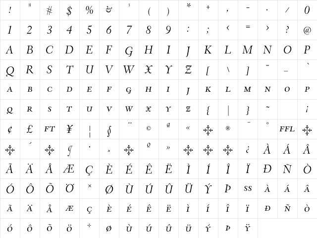 EldoradoText LightItalicSC Character Map EldoradoText LightItalicSC Character Map