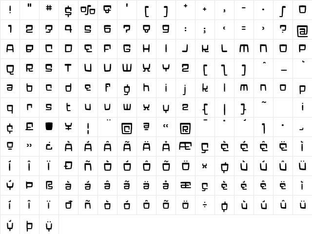 Elektron Light Character Map