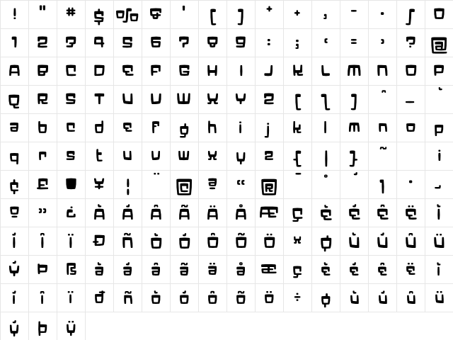 Elektron Medium Character Map
