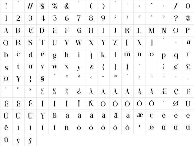Elgian Regular Character Map
