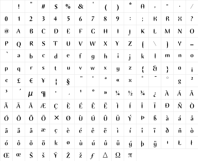 Ellipse ITC Bold Character Map Ellipse ITC Bold Character Map