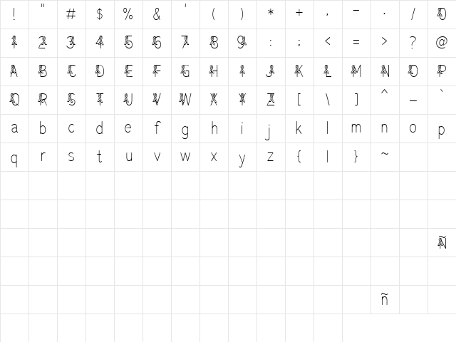 LD Bows Regular Character Map LD Bows Regular Character Map