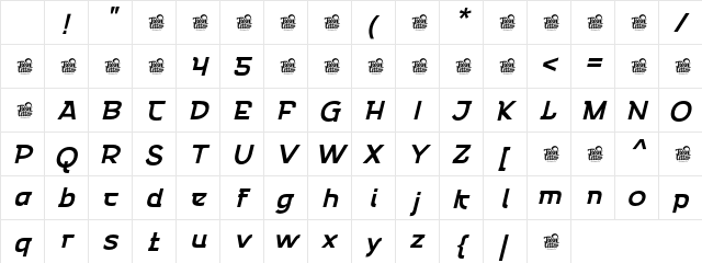 Emencut Slant Bold Character Map Emencut Slant Bold Character Map