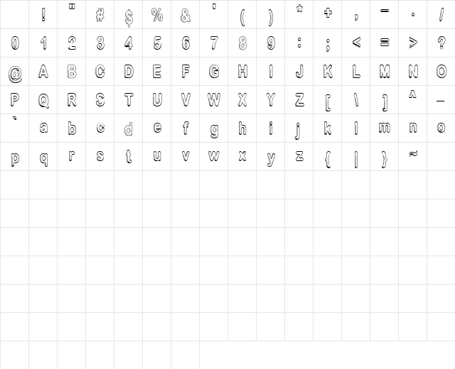LD Bubbley Regular Character Map