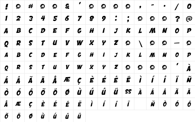 Engcomica Regular Character Map