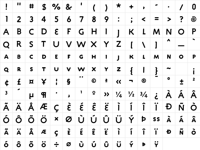 Engine CapsBoldLF Character Map