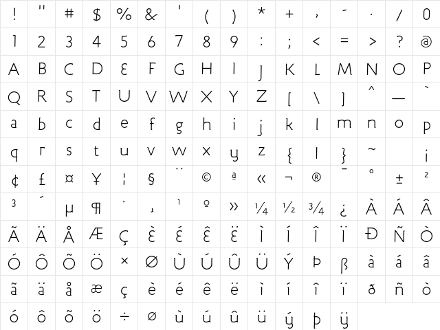 Engine LightLF Character Map
