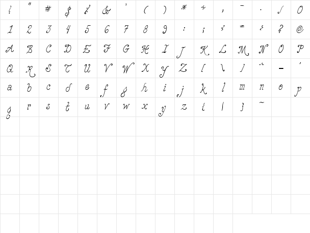 LD Calligraphix Regular Character Map