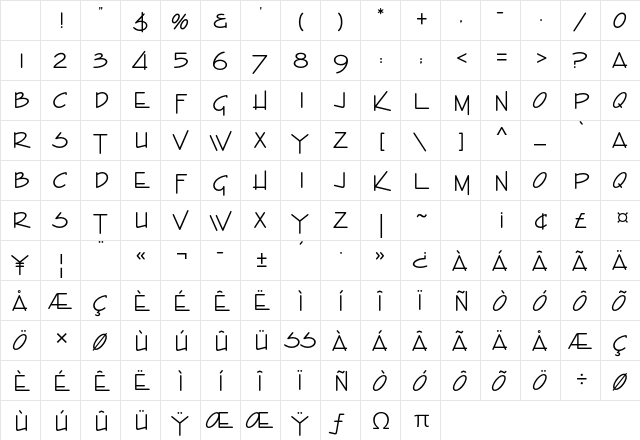 Enviro Std Regular Character Map Enviro Std Regular Character Map