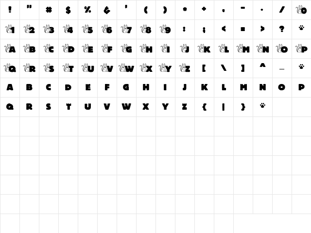 LD Cats Regular Character Map