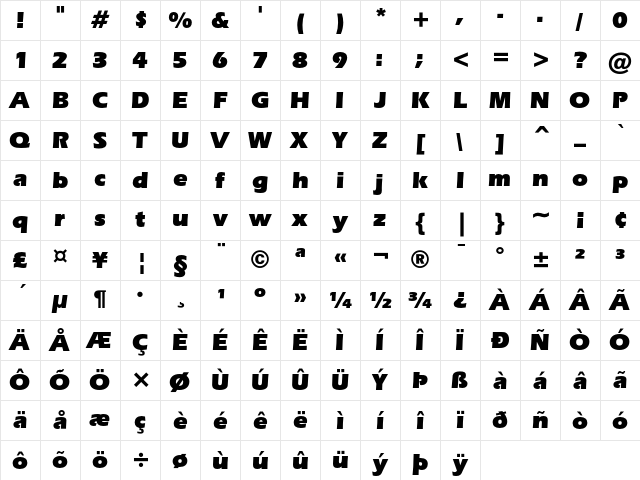 ITC Eras Ultra Character Map