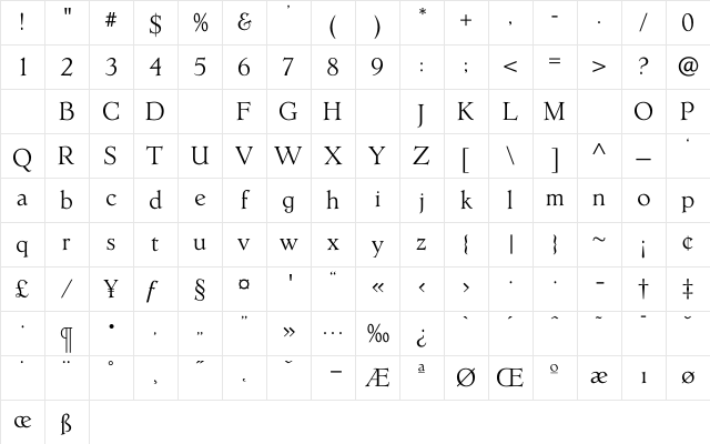 ErasmusLight Regular Character Map ErasmusLight Regular Character Map
