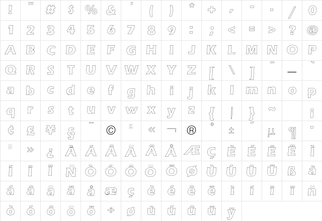 Eras Outline Character Map