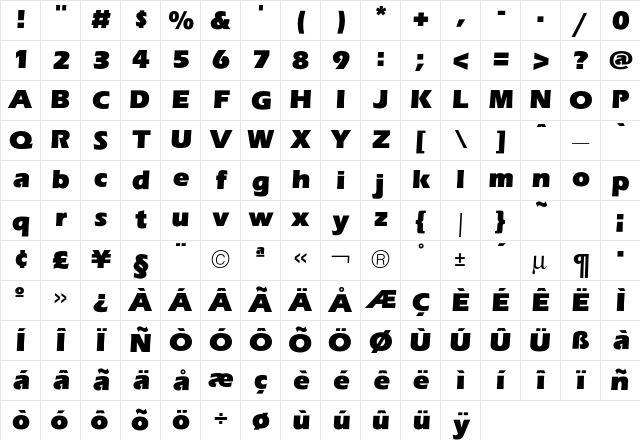 Eras Ultra Character Map