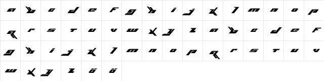 BjorkFont Regular Character Map