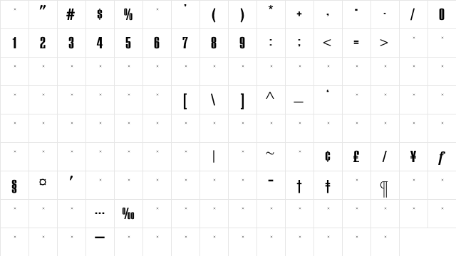 EuropaGrotesqueExtraBoldTab Regular Character Map