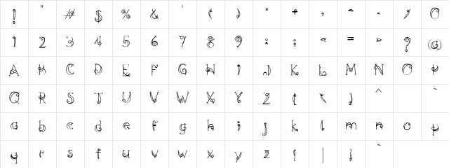 LD Curly Swirls Regular Character Map