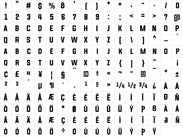 Evogria Regular Character Map