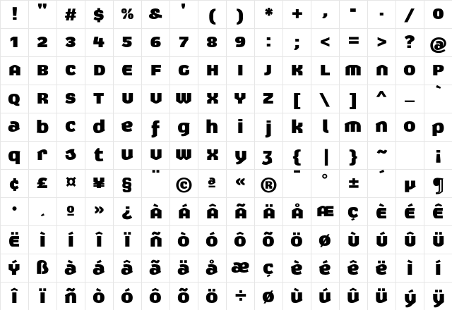 Exert Black Character Map