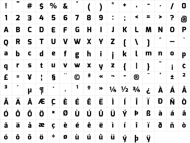 Exo Extra Bold Character Map Exo Extra Bold Character Map
