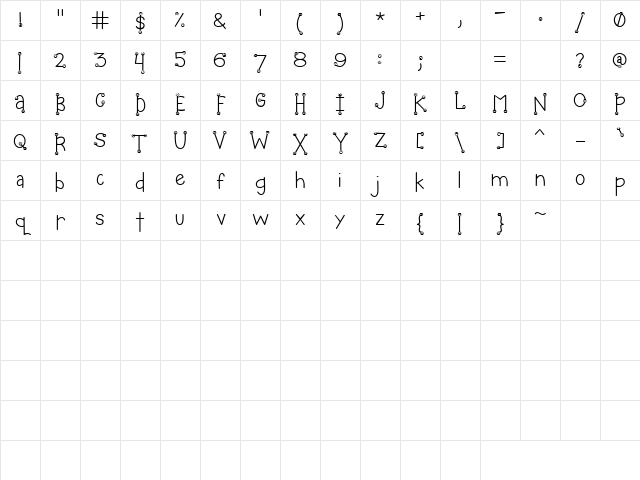 LD Dizzy Regular Character Map LD Dizzy Regular Character Map
