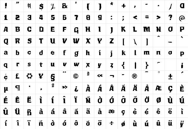 F2FMekanikAmente LT Std Regular Character Map