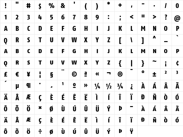 FagoCoLf ExtraBoldCaps Character Map