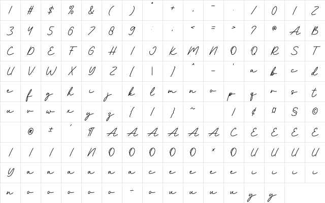 Farmhouse Regular Character Map