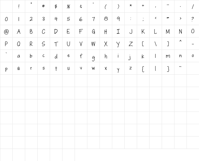 LD Fine Print 9 Regular Character Map