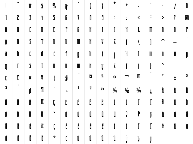 FarrierICG Regular Character Map