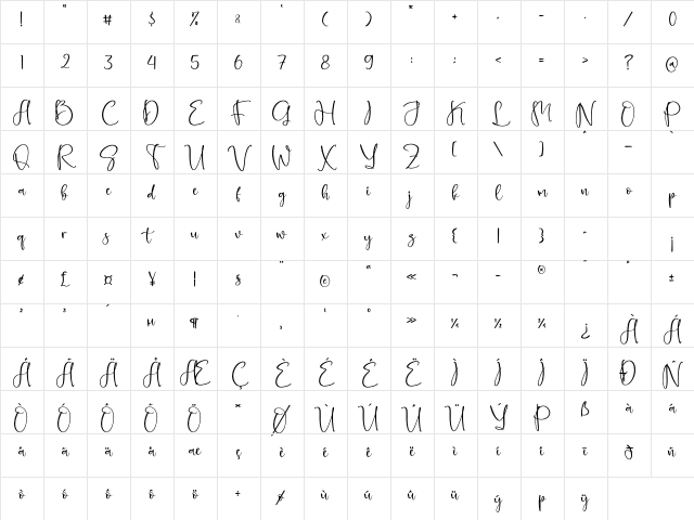 fastelmodern Regular Character Map