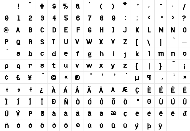 FauxCRA Bold Character Map FauxCRA Bold Character Map