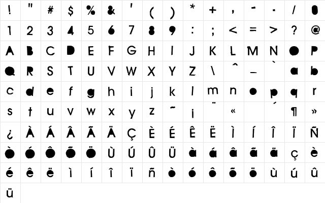 FD Stenciluxe Regular Character Map FD Stenciluxe Regular Character Map