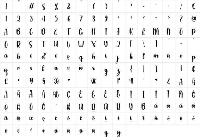 Feather Regular Character Map