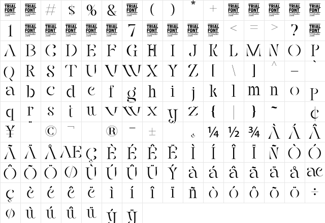 Fellee Stencil Demo Light Regular Character Map