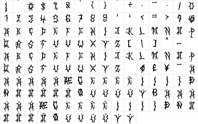 Black Dreams - Personal use Regular Character Map