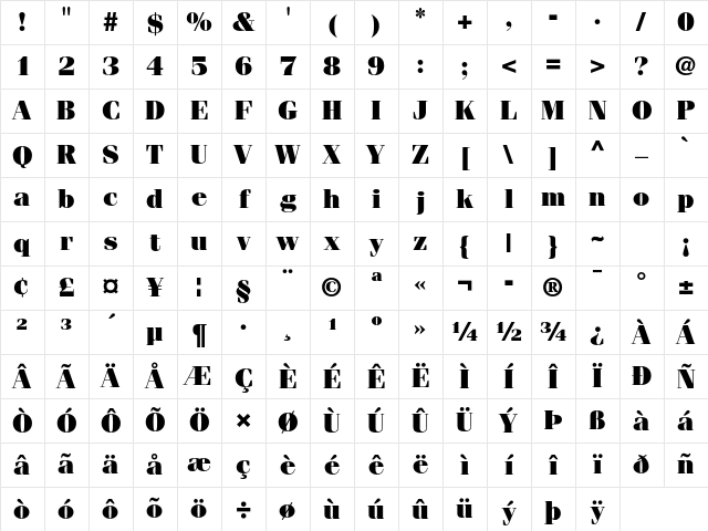 ITC Fenice Std Ultra Character Map