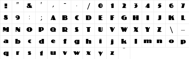 FFD Koloss Regular Character Map FFD Koloss Regular Character Map