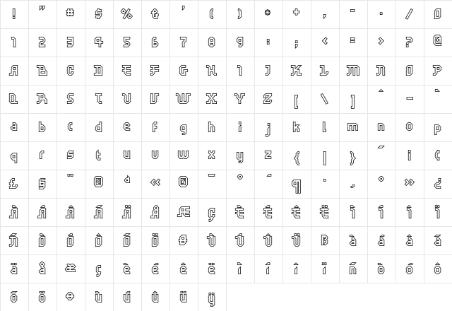FFScratch-Outline Regular Character Map