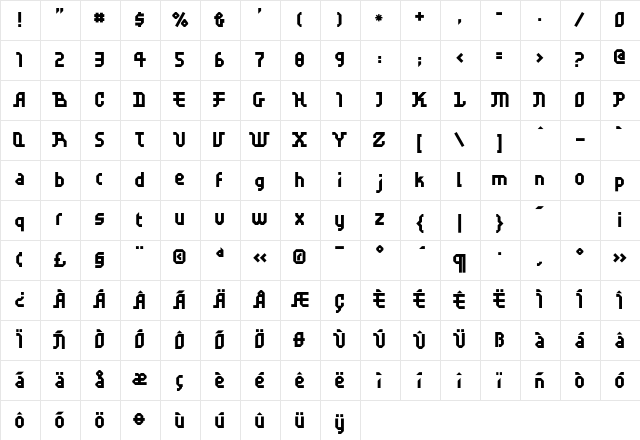 FFScratch Regular Character Map FFScratch Regular Character Map