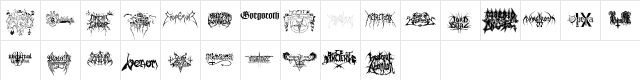Black Metal Logos Dingbats Character Map