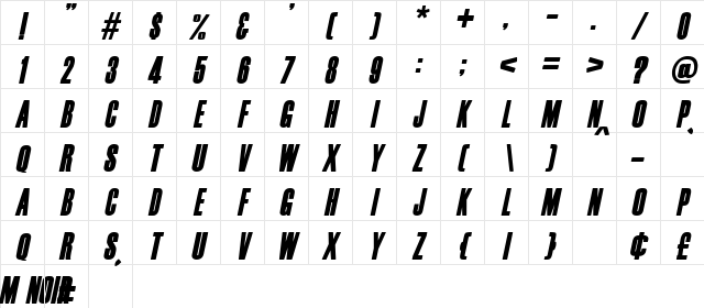 Film Noir Italic Character Map