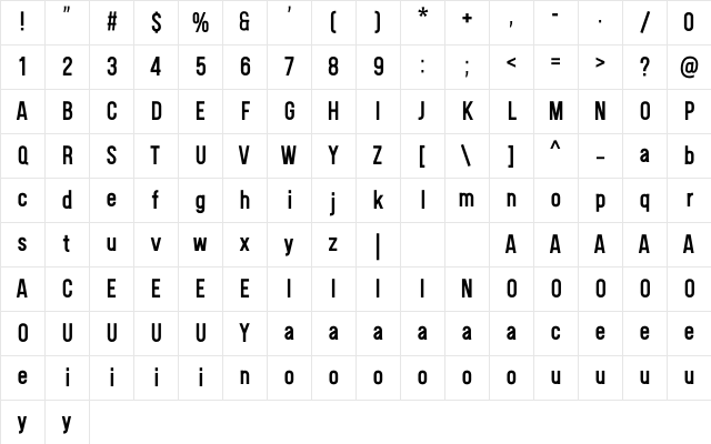 Fitiya Bold Character Map