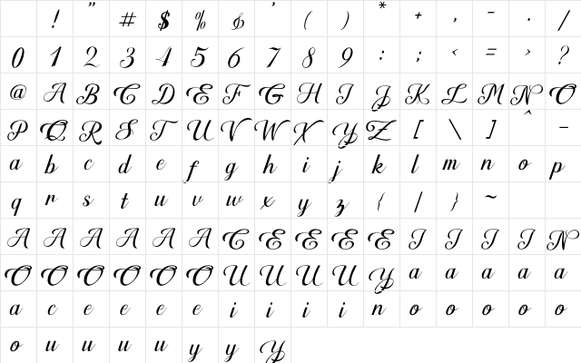 Flamboyan Regular Character Map